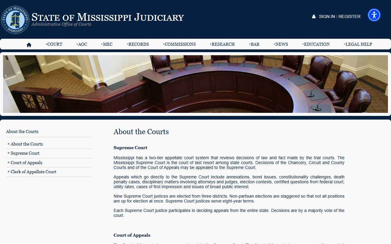 Leake County court records and Mississippi Judiciary court structure