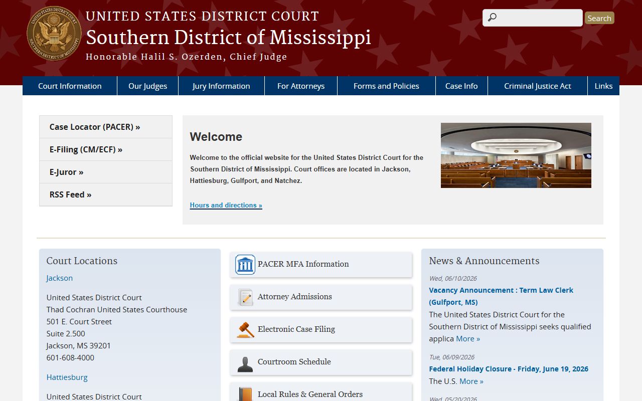 Leake County federal court records U.S. District Court Southern District Mississippi