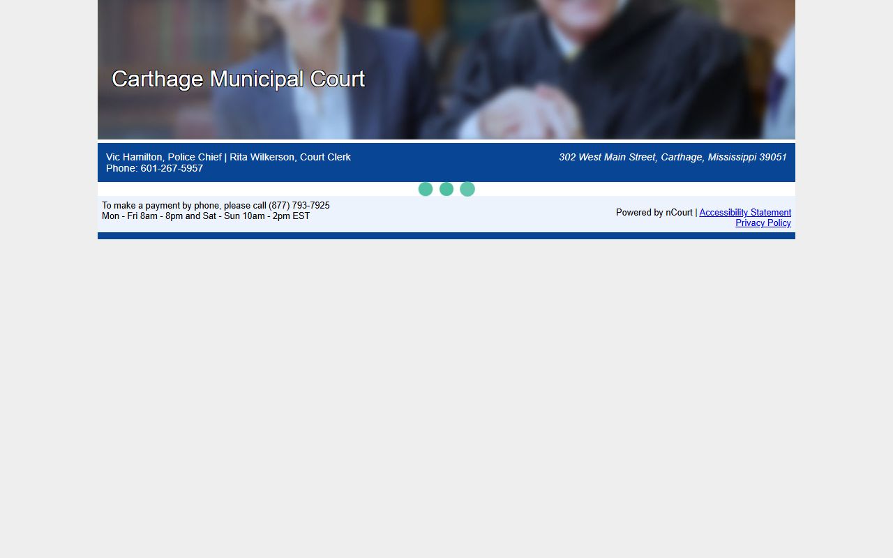 Leake County court charge records and Carthage municipal charge payments