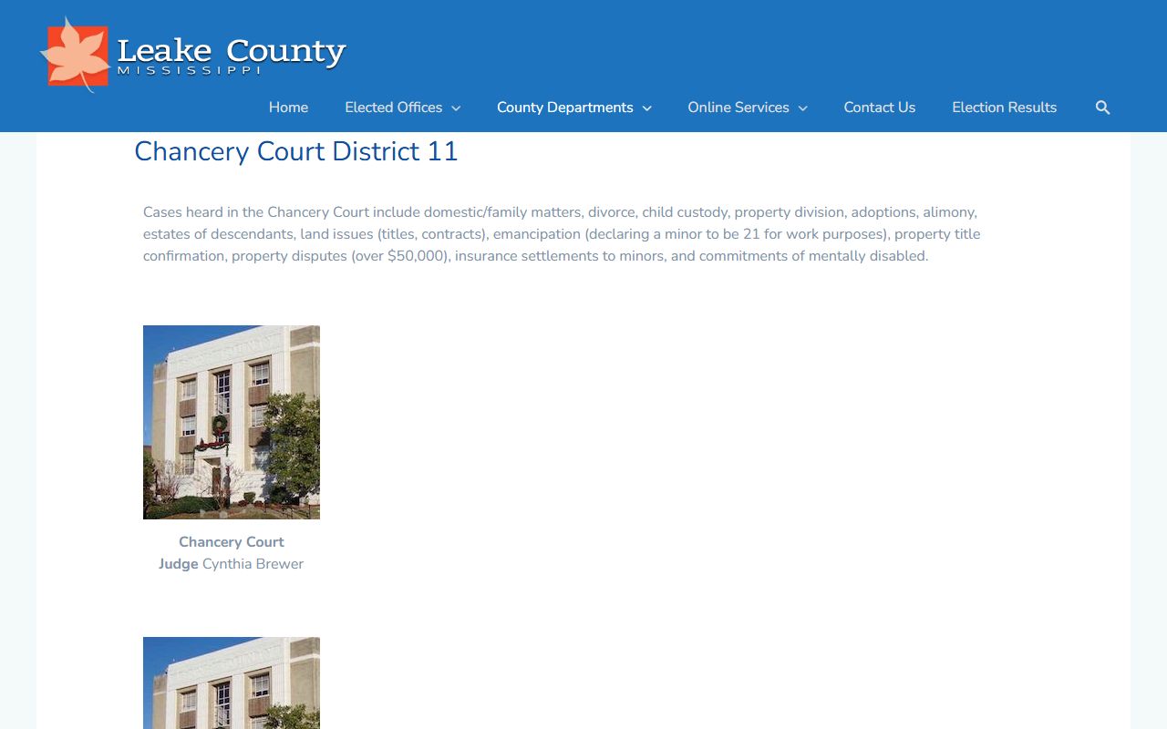 Leake County court dockets Chancery Court in the Eleventh District