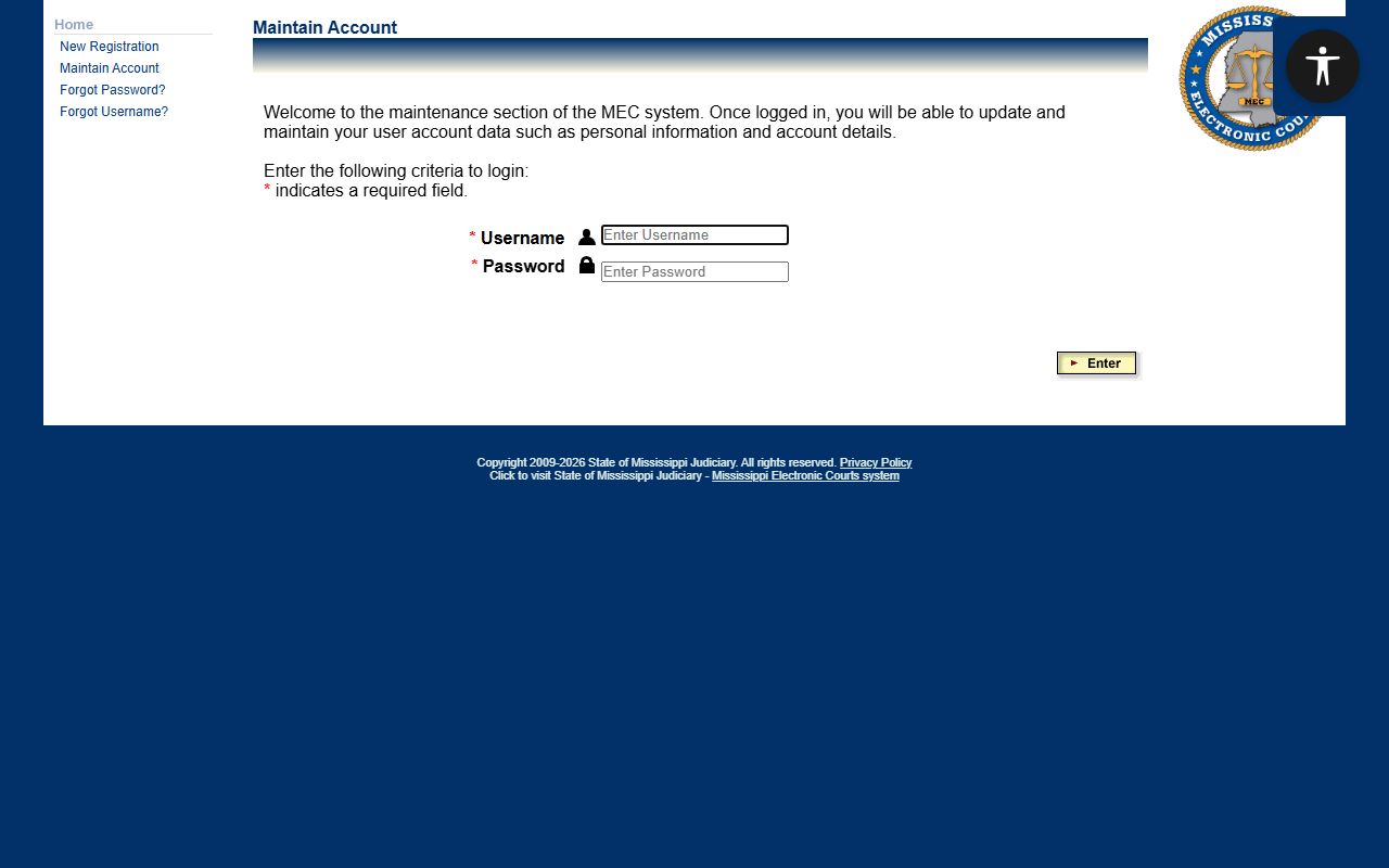Leake County court records access through the PAMEC registration portal