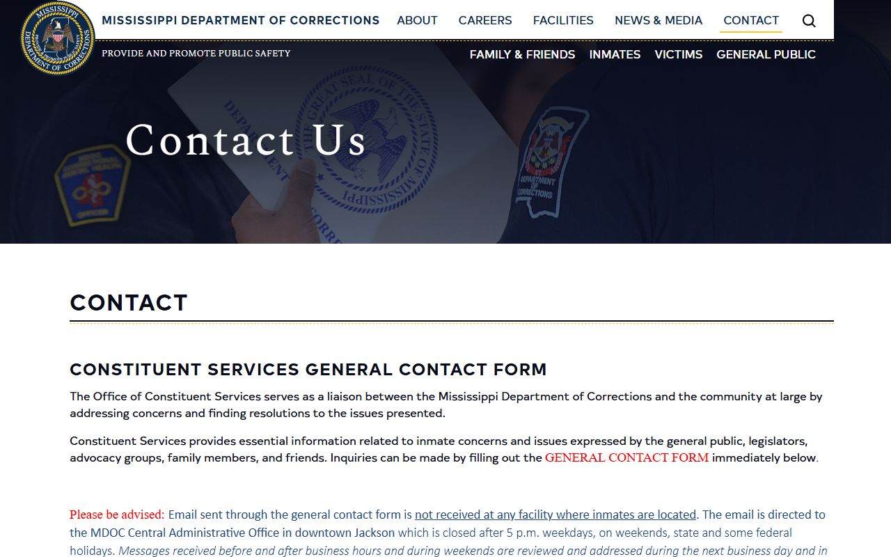 Leake County inmate records MDOC contact page