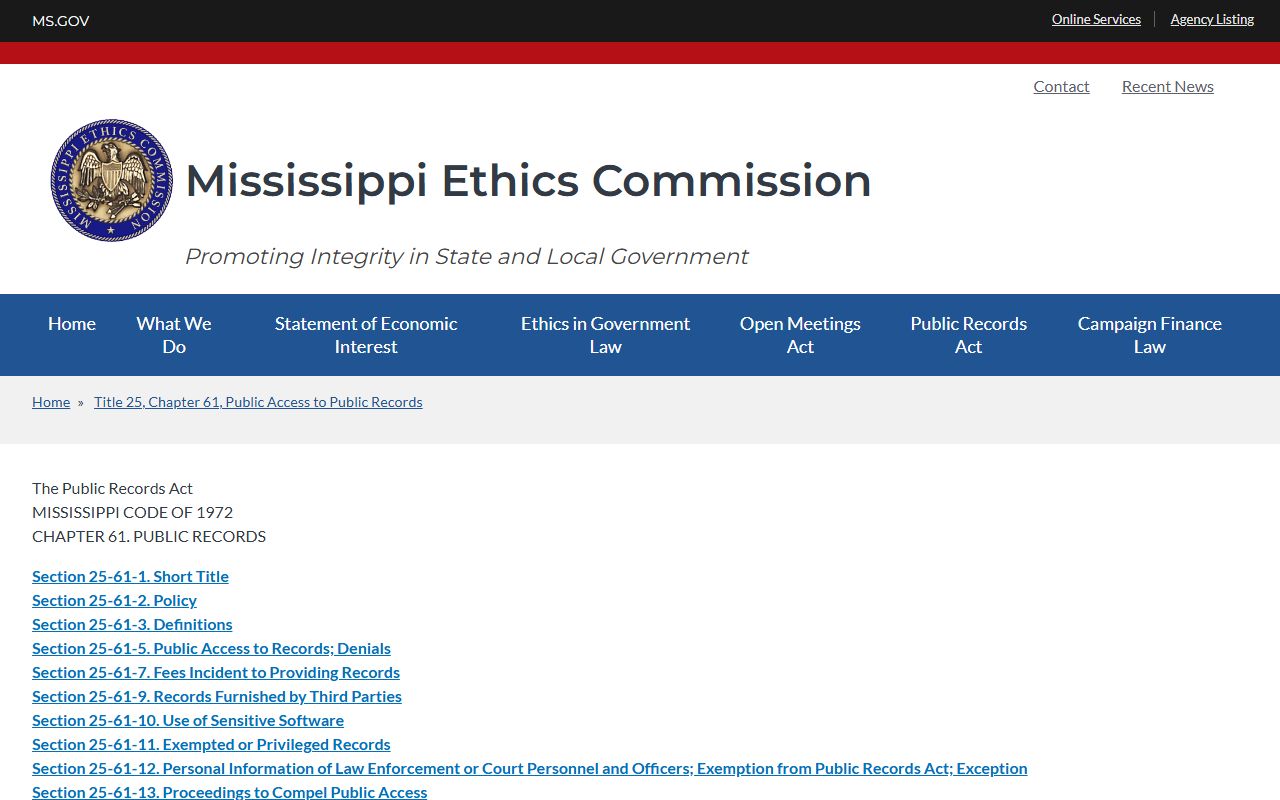 Leake County probate records access under the Mississippi Public Records Act